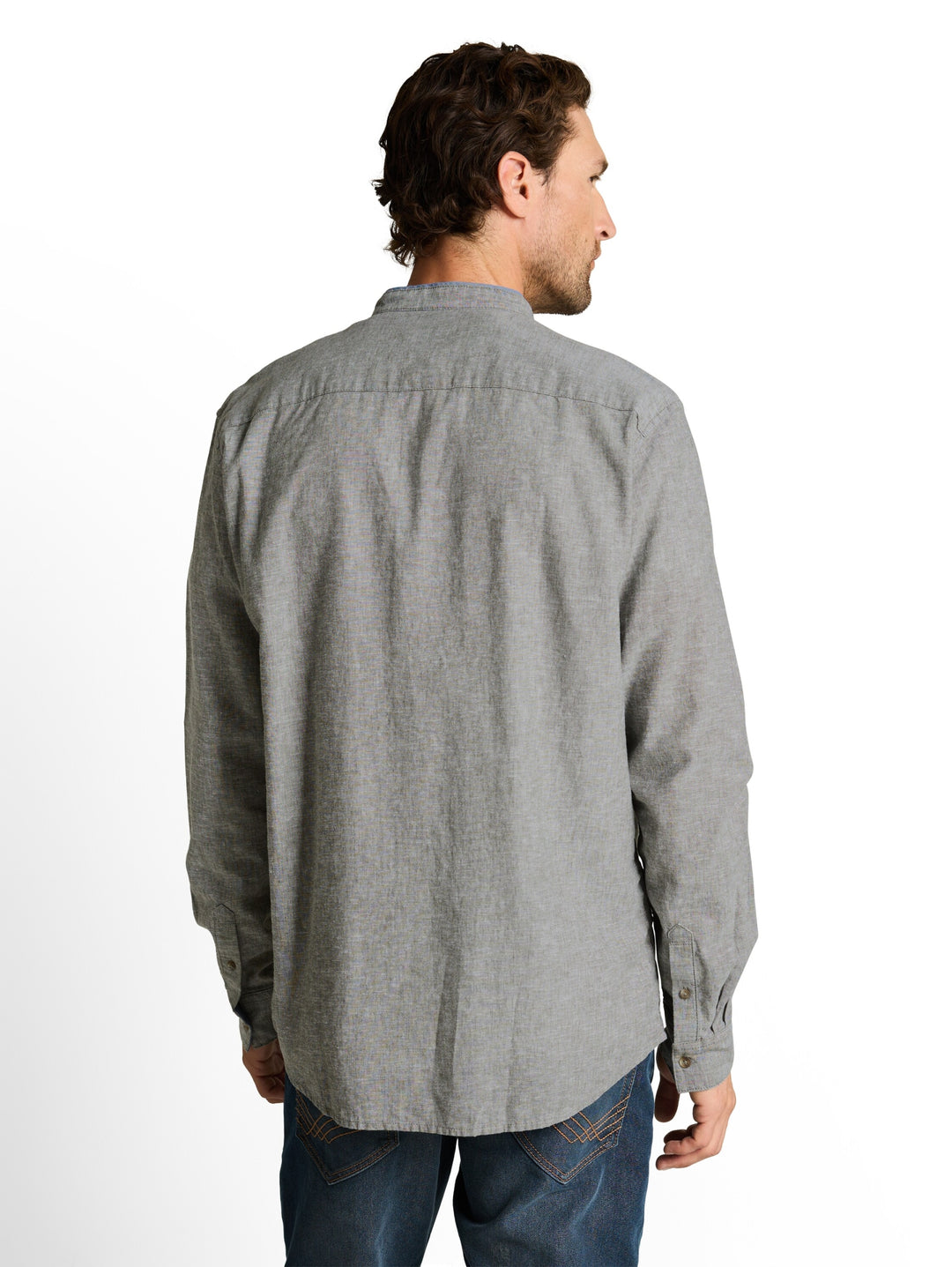 cotton linen shirt, faded leaf green chambray 39545 Bild 4