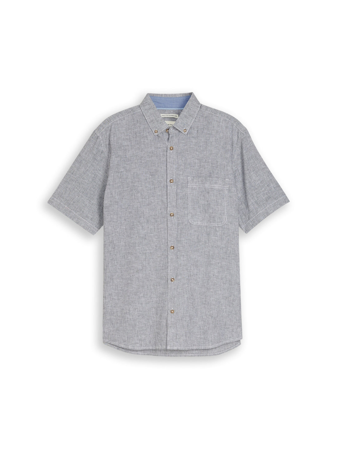cotton linen shirt, navy white small stripe 39636 Bild 1
