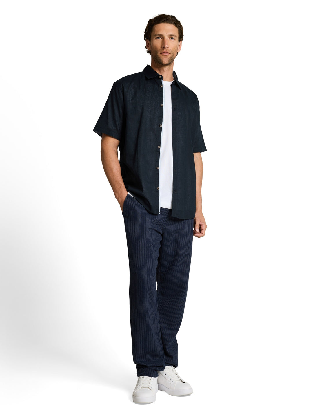 cotton linen shirt, sky captain blue 10668 Bild 3