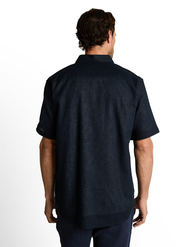 cotton linen shirt, sky captain blue 10668 Bild 4