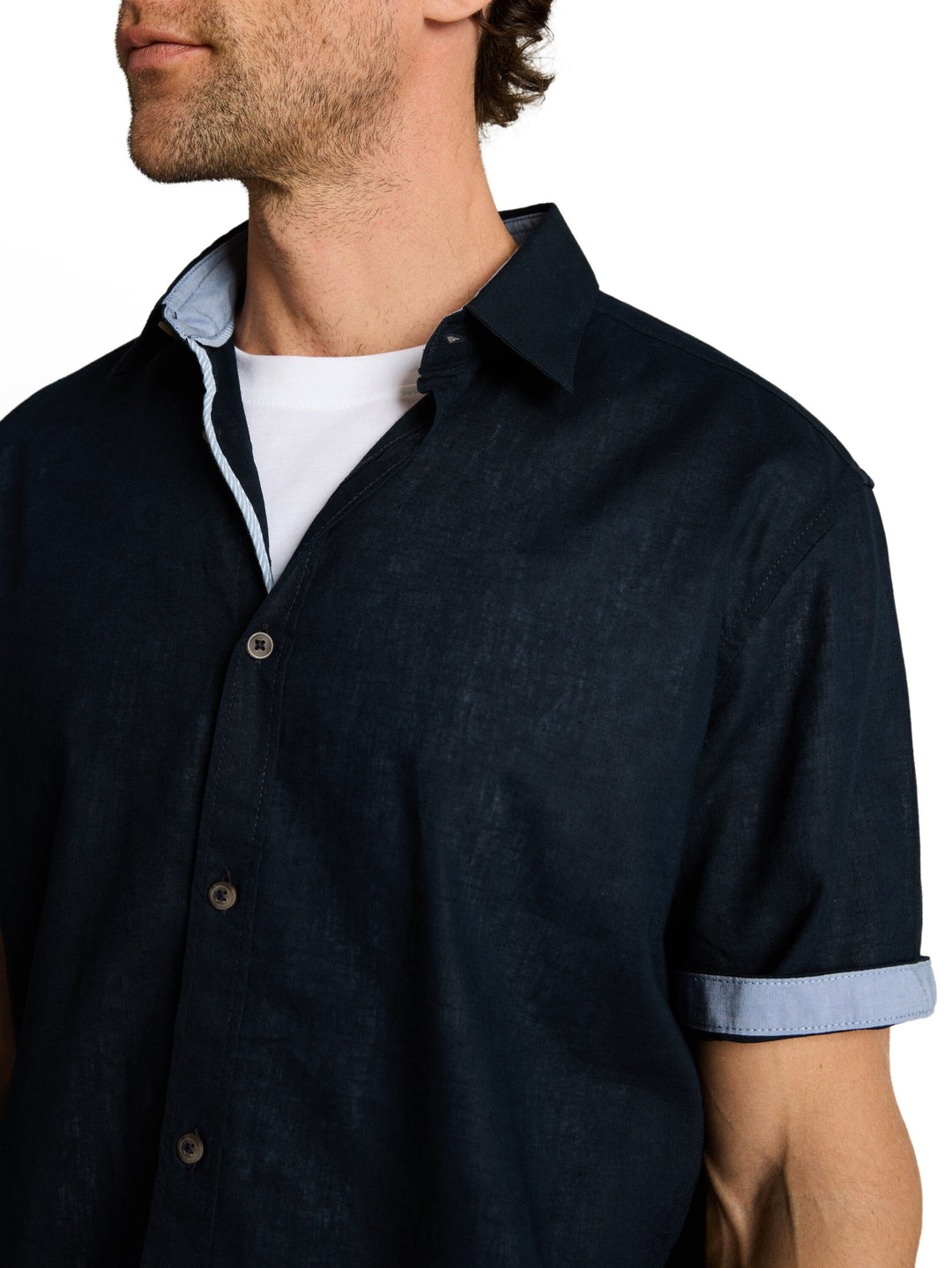 cotton linen shirt, sky captain blue 10668 Bild 6