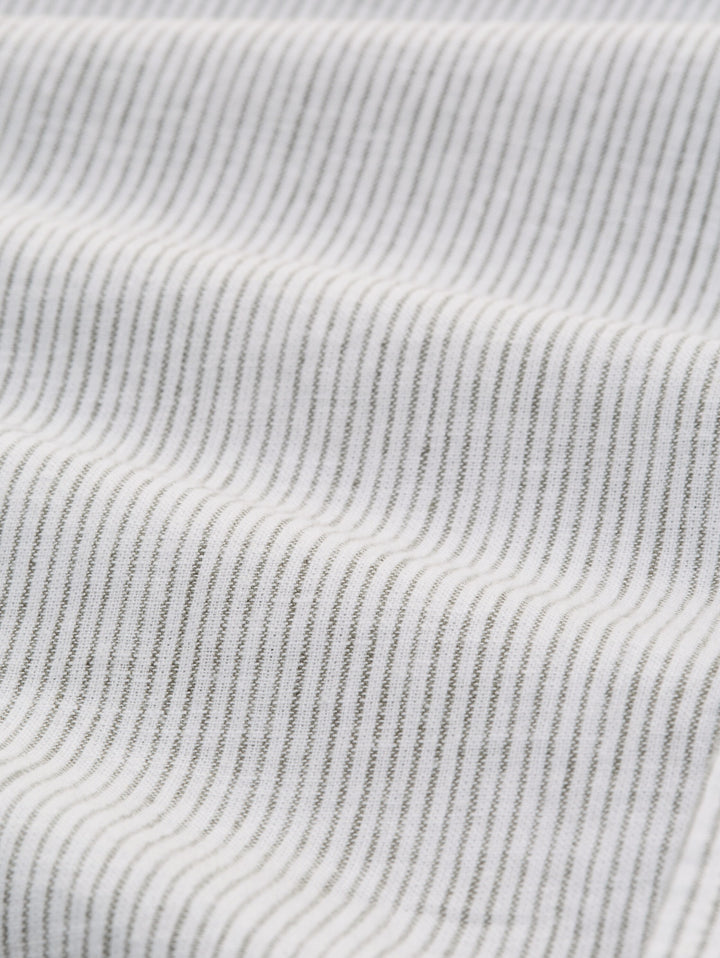 cotton linen shirt, white leaf green small stripe 39637 Bild 2