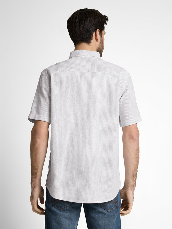 cotton linen shirt, white leaf green small stripe 39637 Bild 4