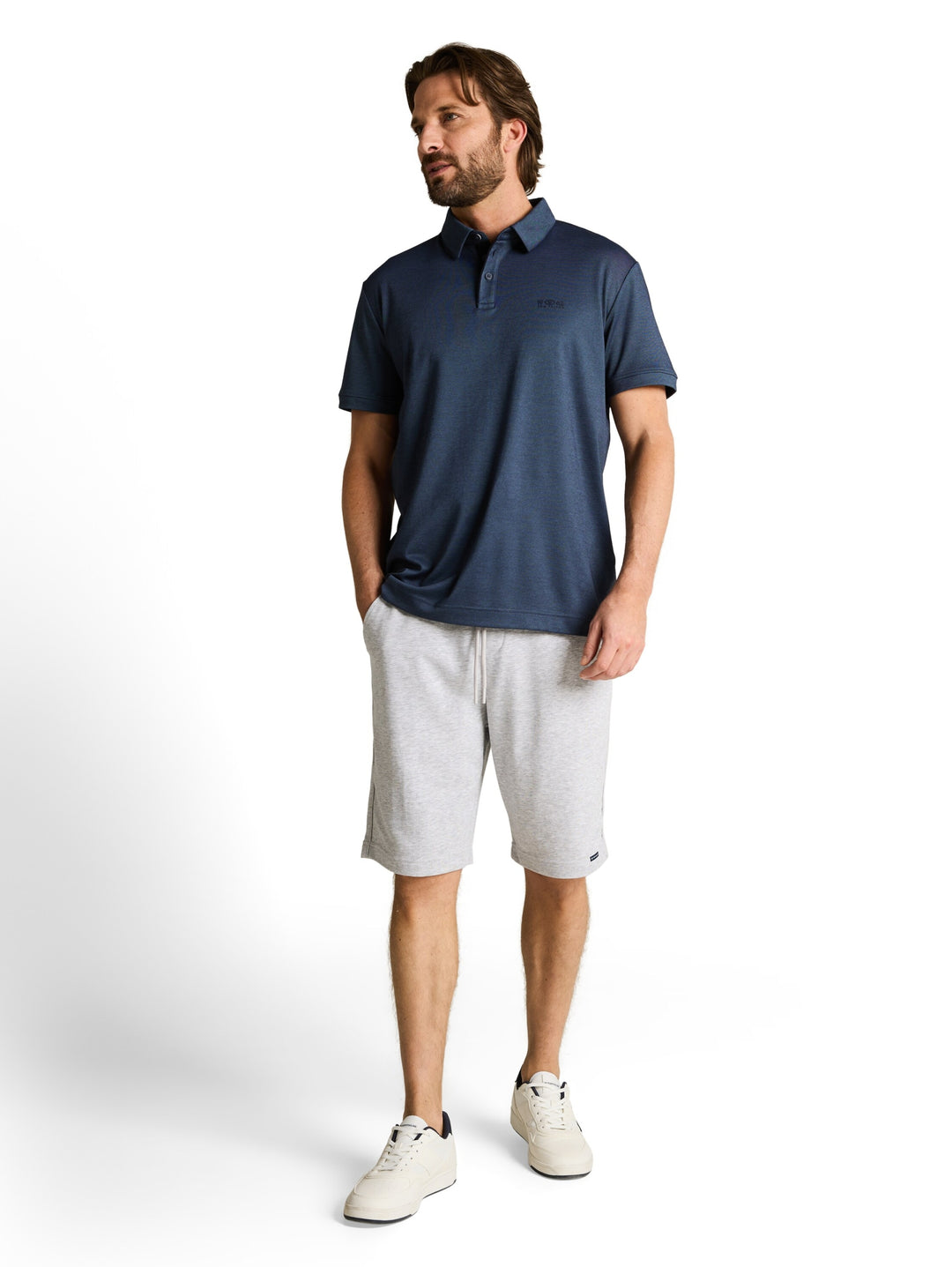 decorated polo, navy two tone pique 18059 Bild 3