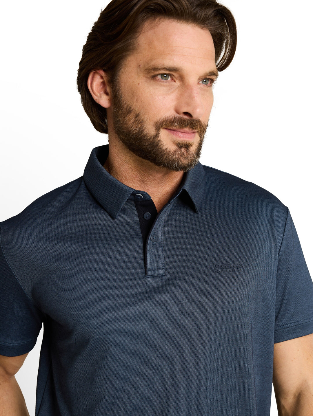 decorated polo, navy two tone pique 18059 Bild 5
