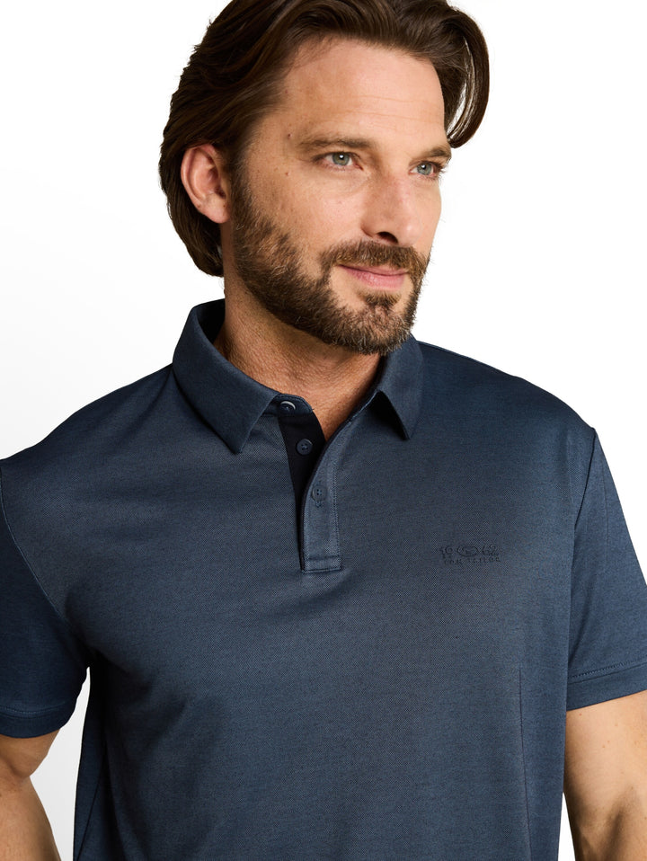 decorated polo, navy two tone pique 18059 Bild 5