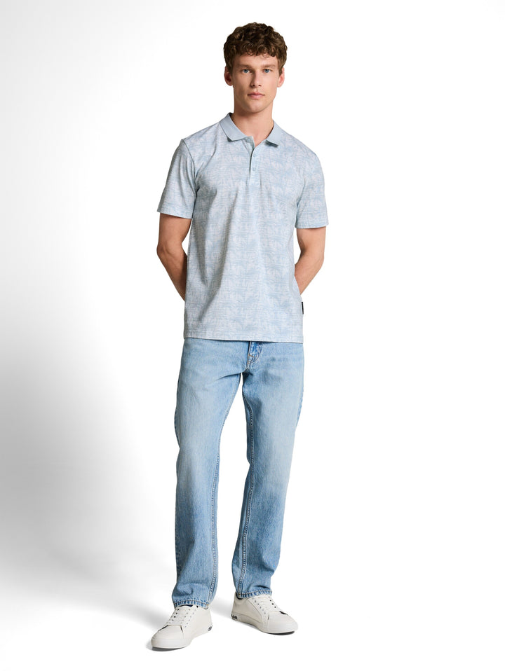 allover printed polo, light blue stripy palm print 39498 Bild 3