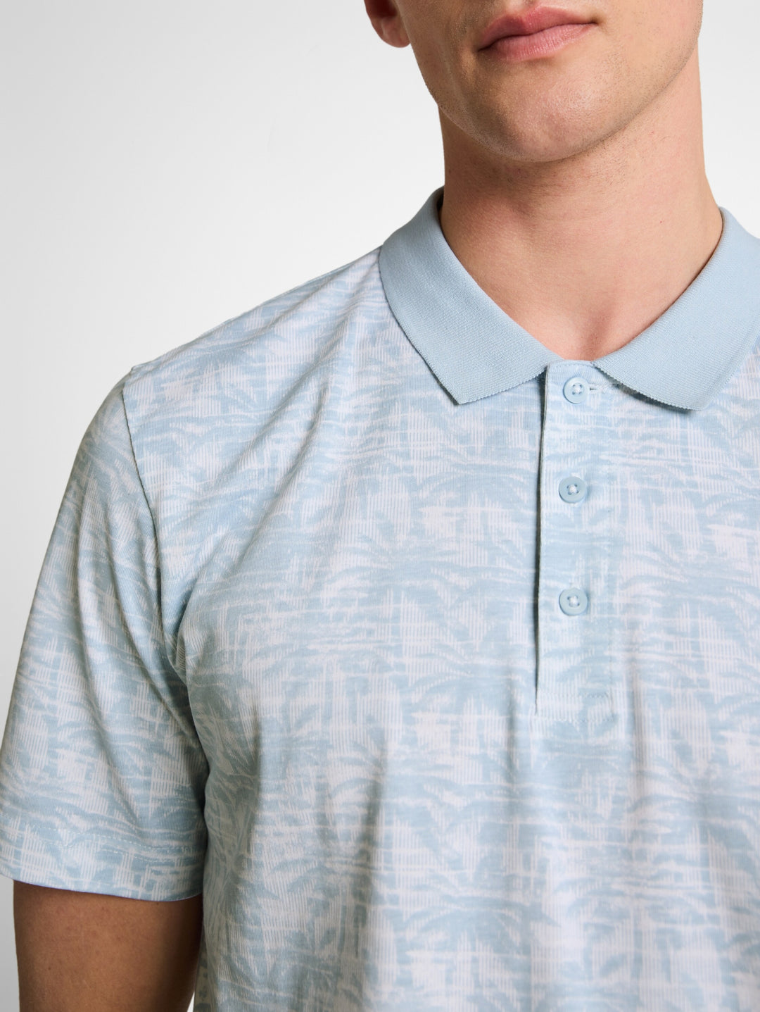 allover printed polo, light blue stripy palm print 39498 Bild 5