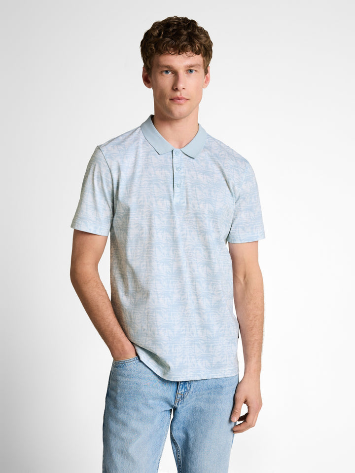 allover printed polo, light blue stripy palm print 39498 Bild 6