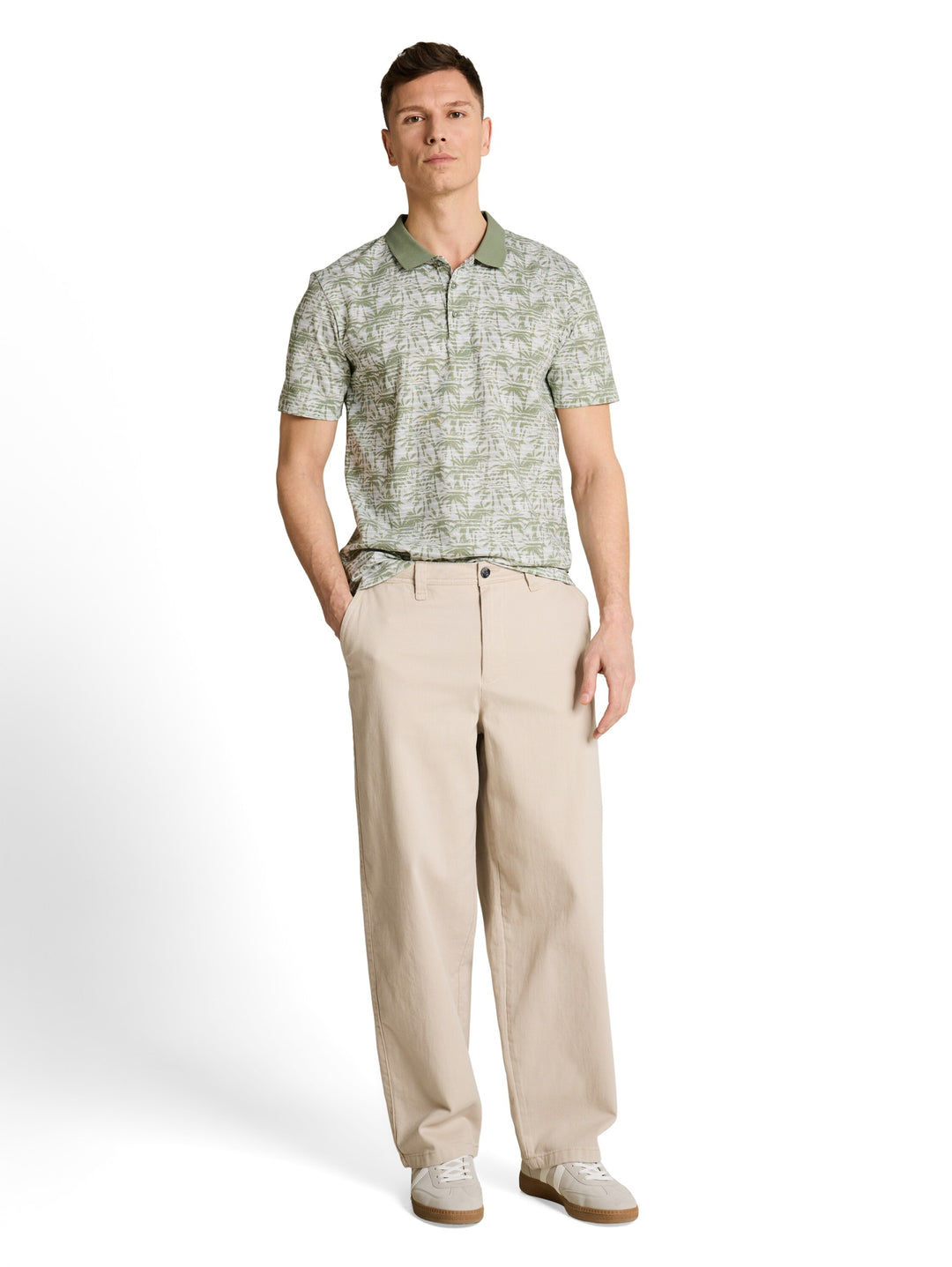 allover printed polo, sea spray stripy palm print 39499 Bild 3