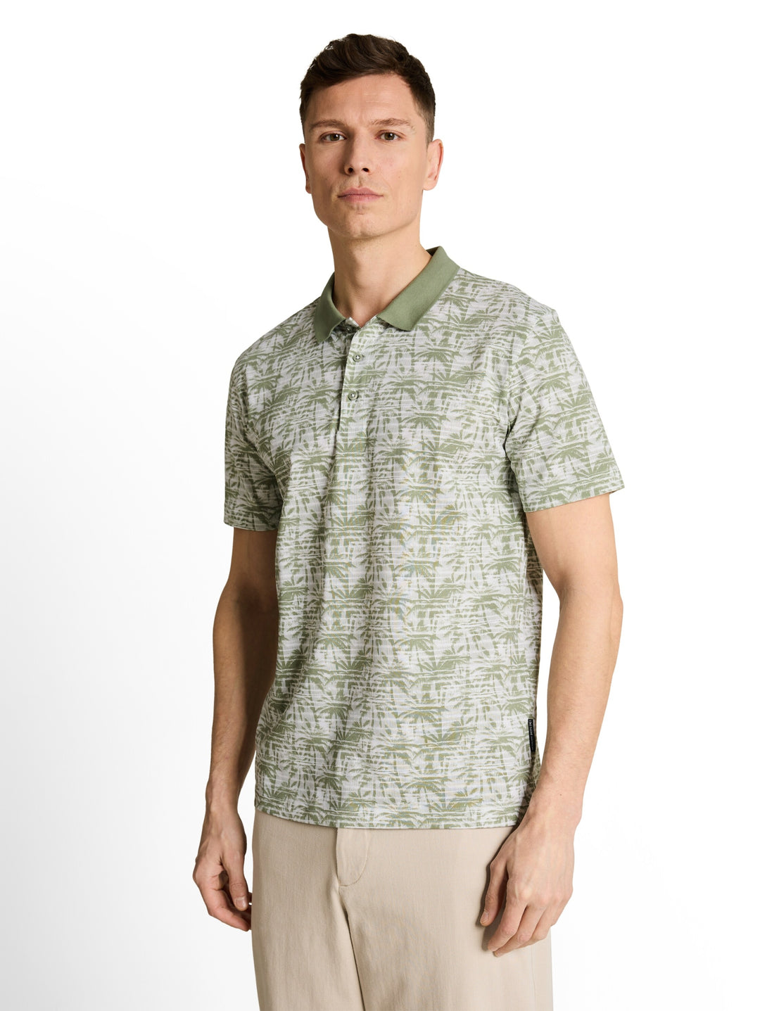 allover printed polo, sea spray stripy palm print 39499 Bild 5