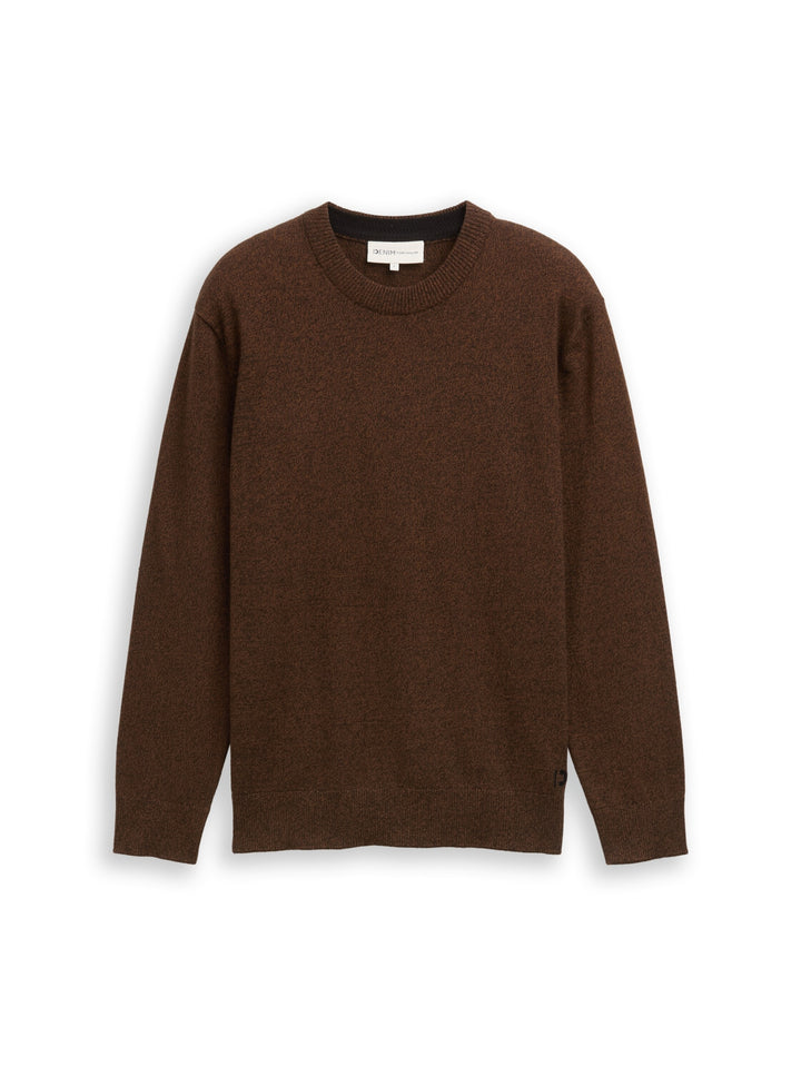 Basic crewneck knit, brown black mouline 39237 Bild 1