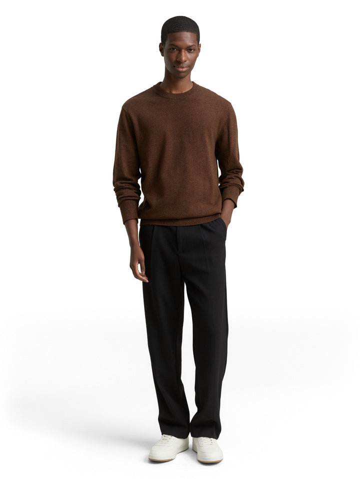Basic crewneck knit, brown black mouline 39237 Bild 3