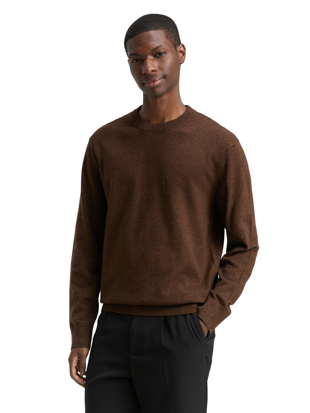 Basic crewneck knit, brown black mouline 39237 Bild 5