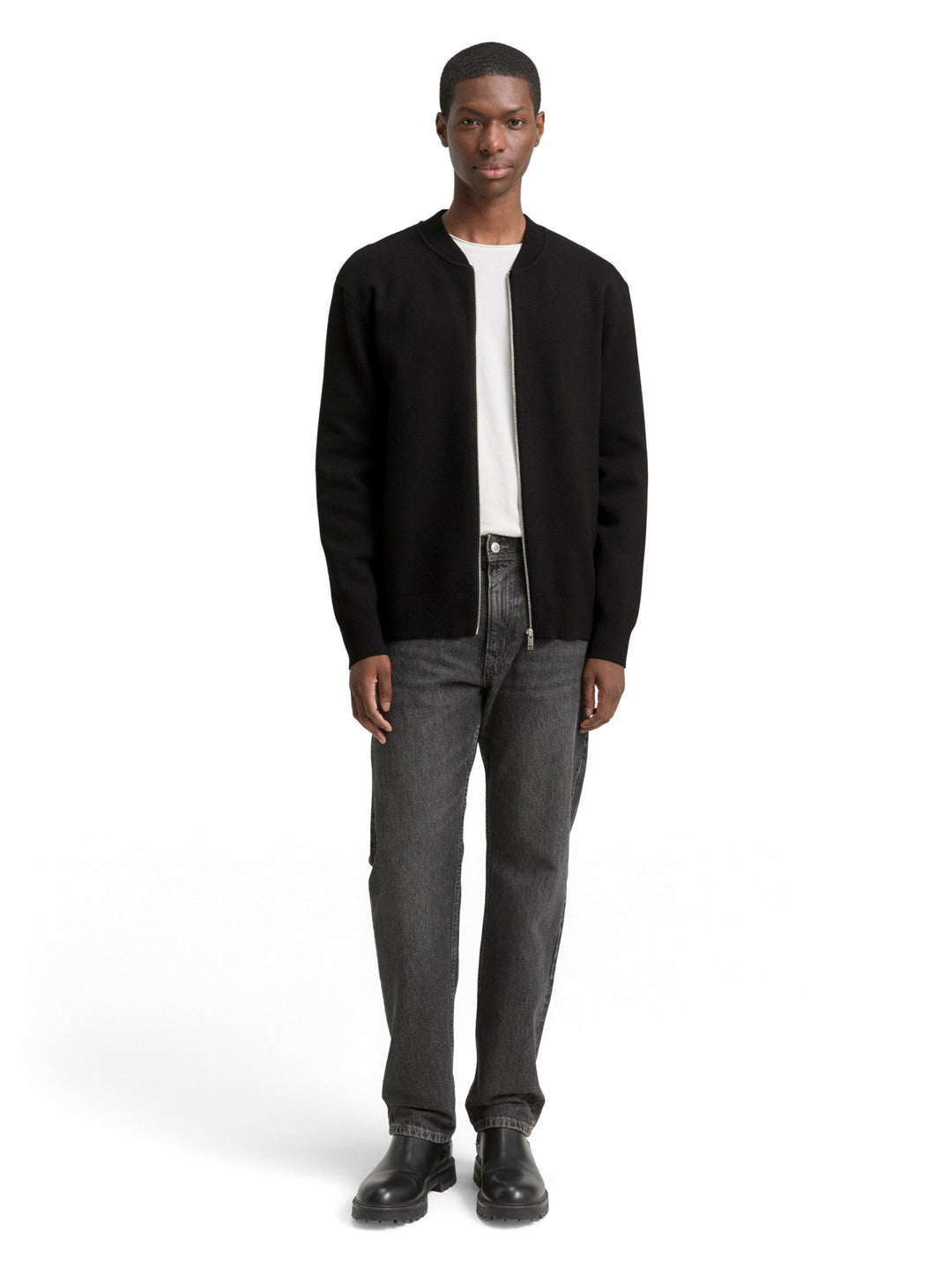 basic knitted bomber jacket, Black 29999 Bild 3