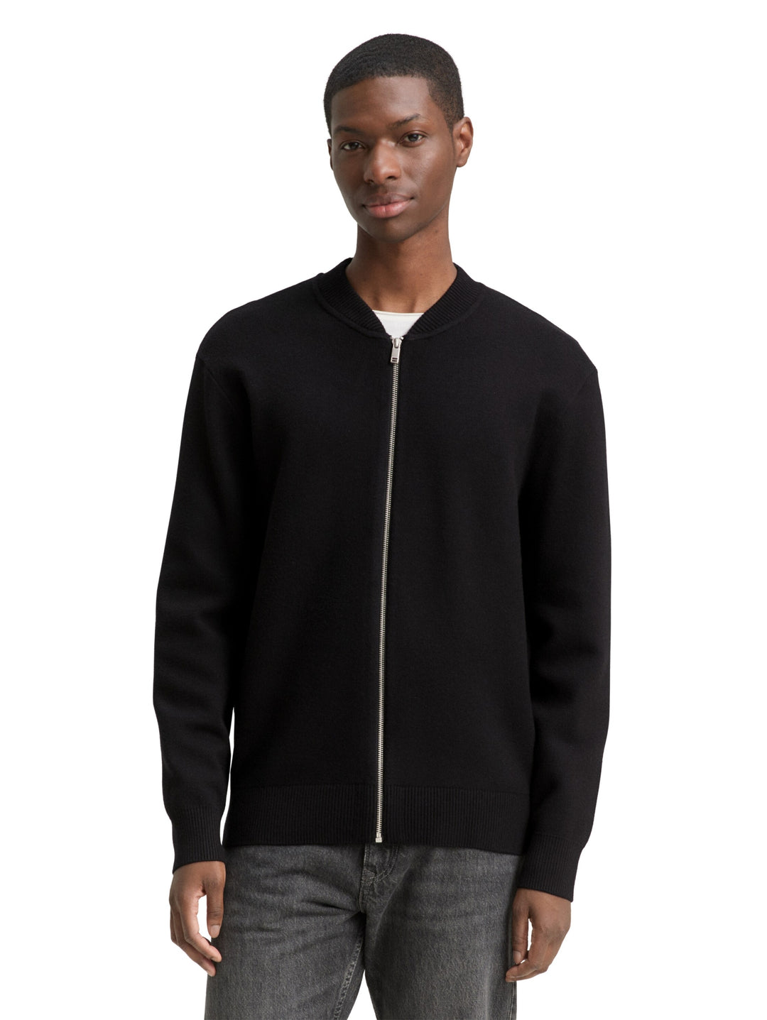 basic knitted bomber jacket, Black 29999 Bild 6