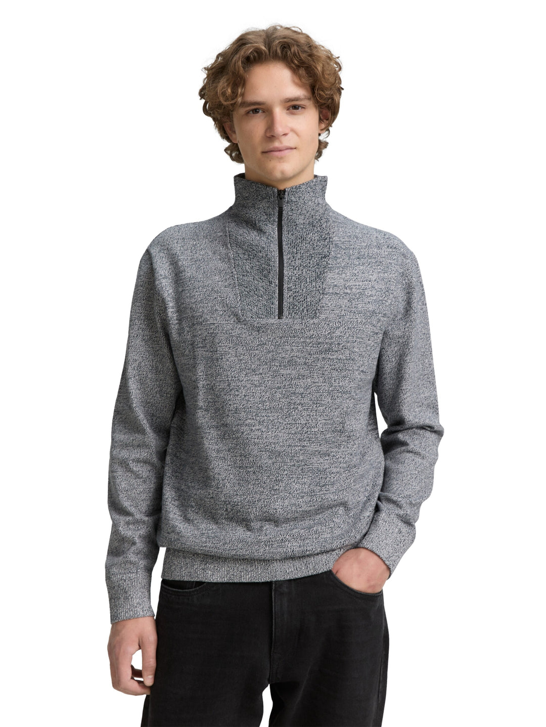 basic knitted troyer, navy white mouline 36241 Bild 6