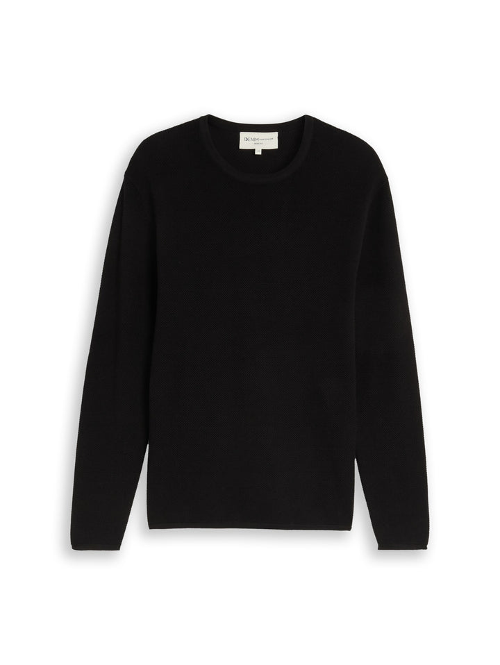 basic structred crew neck knit, Black 29999 Bild 1