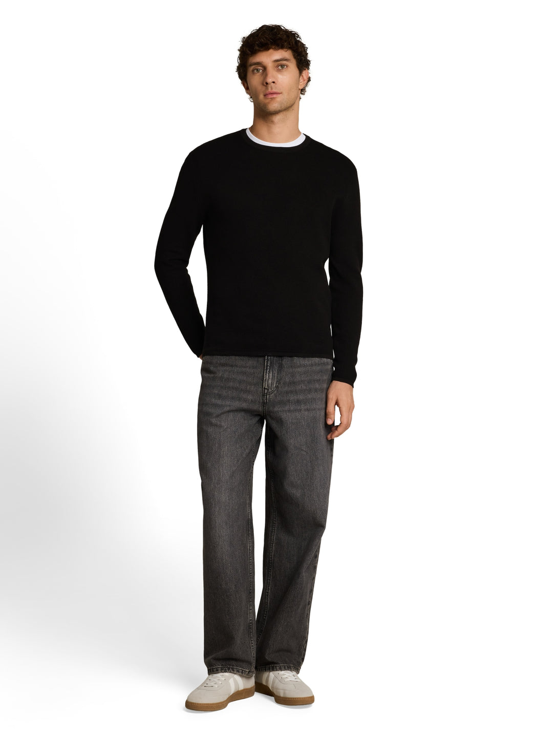 basic structred crew neck knit, Black 29999 Bild 3