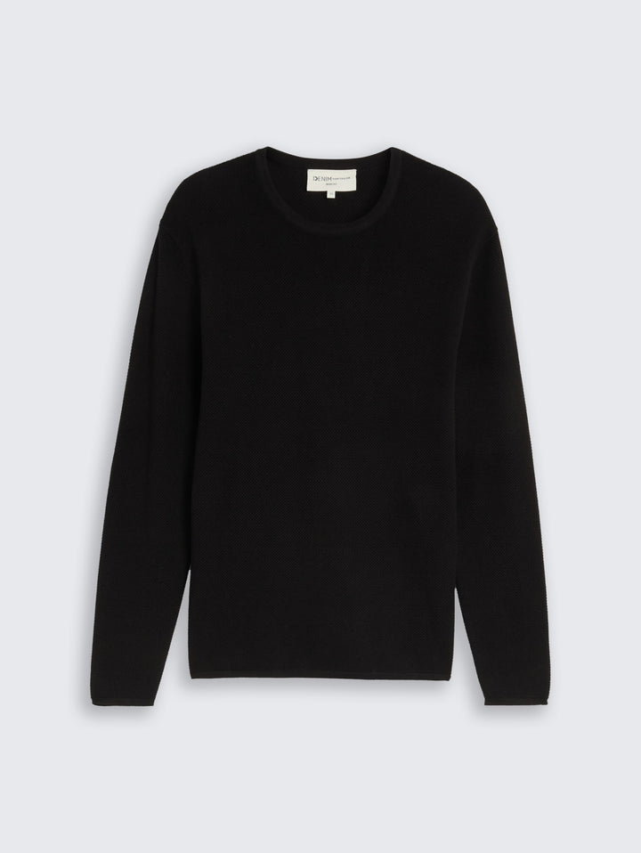 basic structred crew neck knit, Black 29999 Bild 7