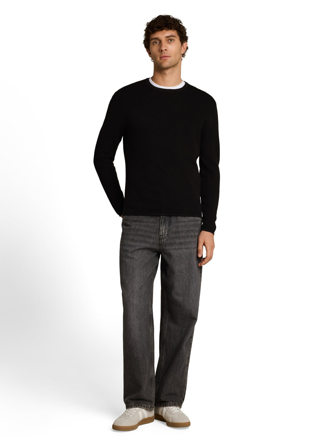 basic structred crew neck knit, Black 29999 Bild 8