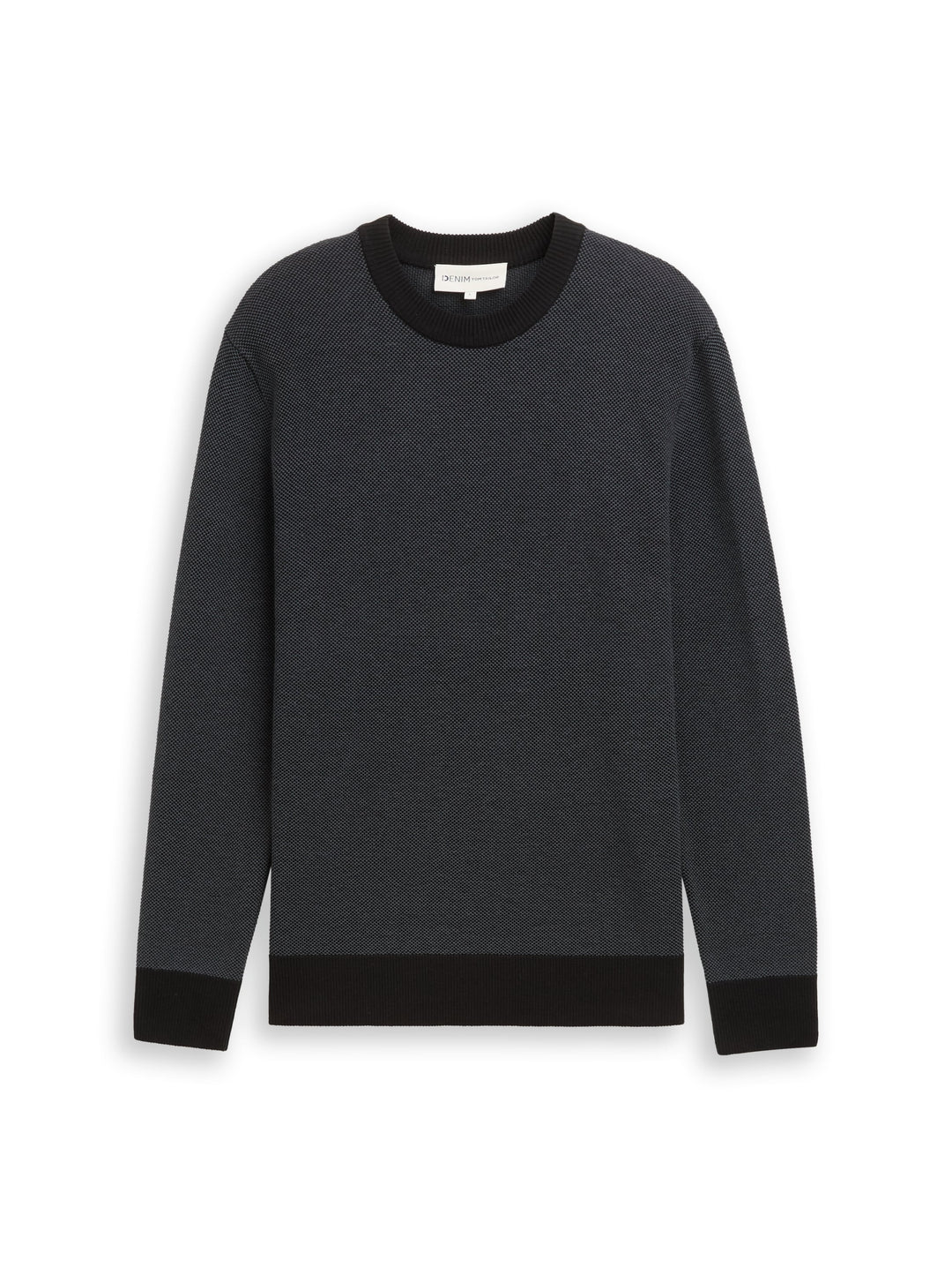 basic two tone crew neck knit, black grey structure 25557 Bild 1
