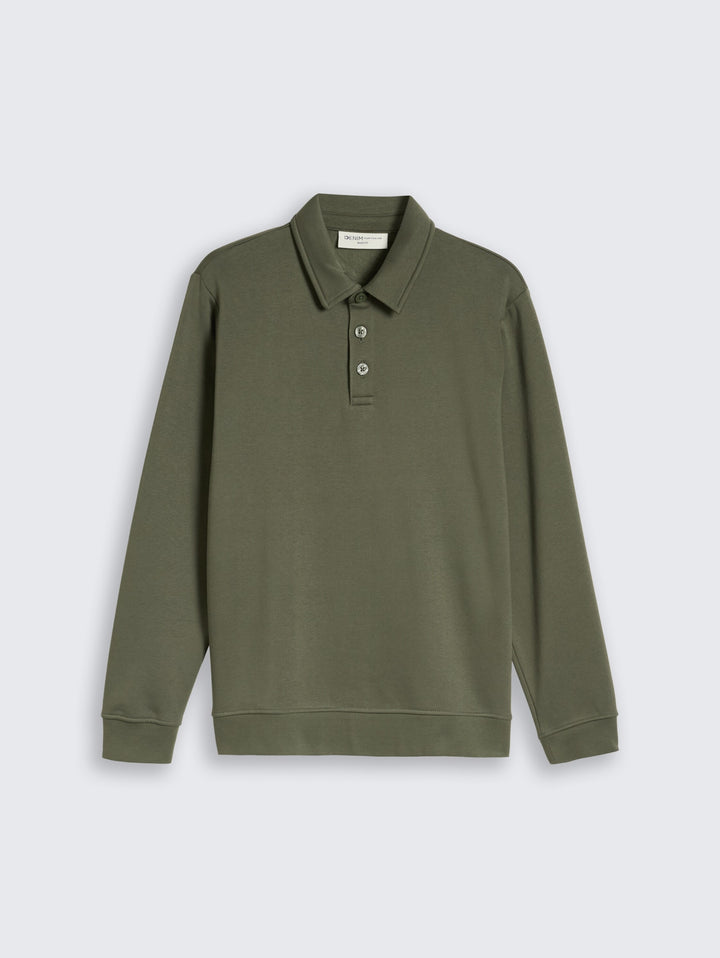 buttoned polo collar sweatshir, urban olive green 23802 Bild 1