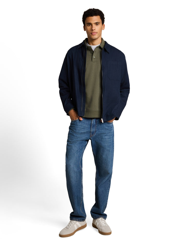 buttoned polo collar sweatshir, urban olive green 23802 Bild 3