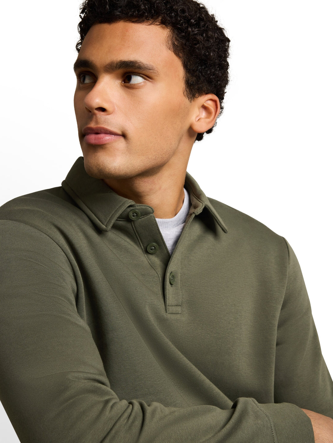 buttoned polo collar sweatshir, urban olive green 23802 Bild 6