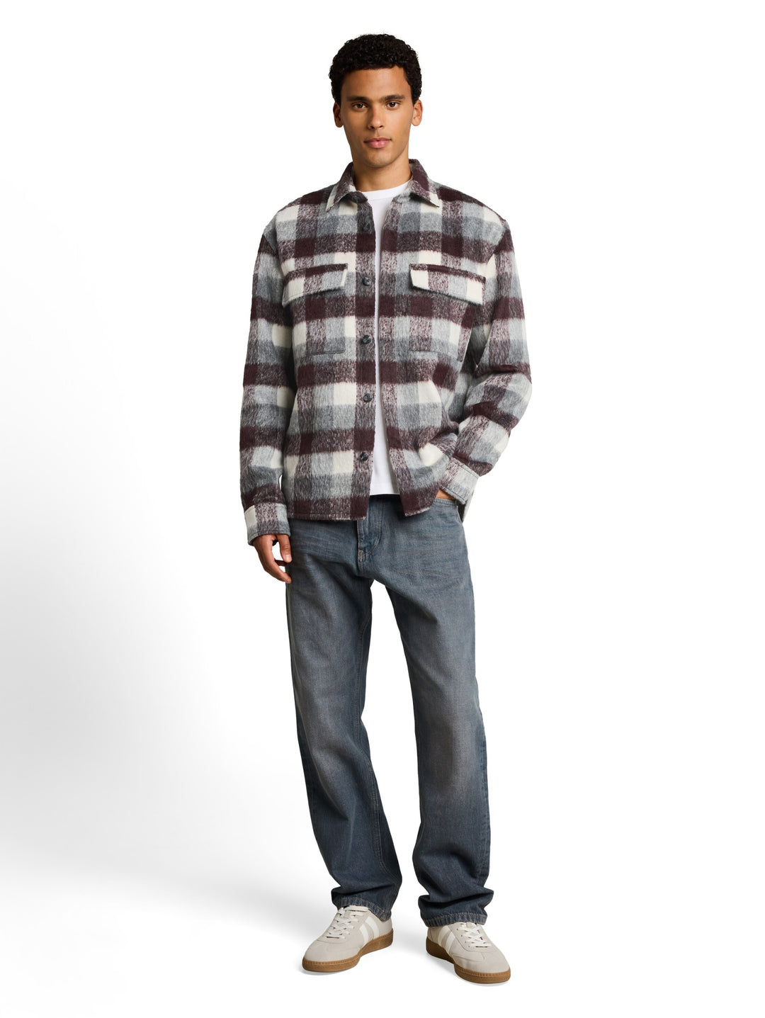 checked woolish overshirt, brown grey check 40651 Bild 3