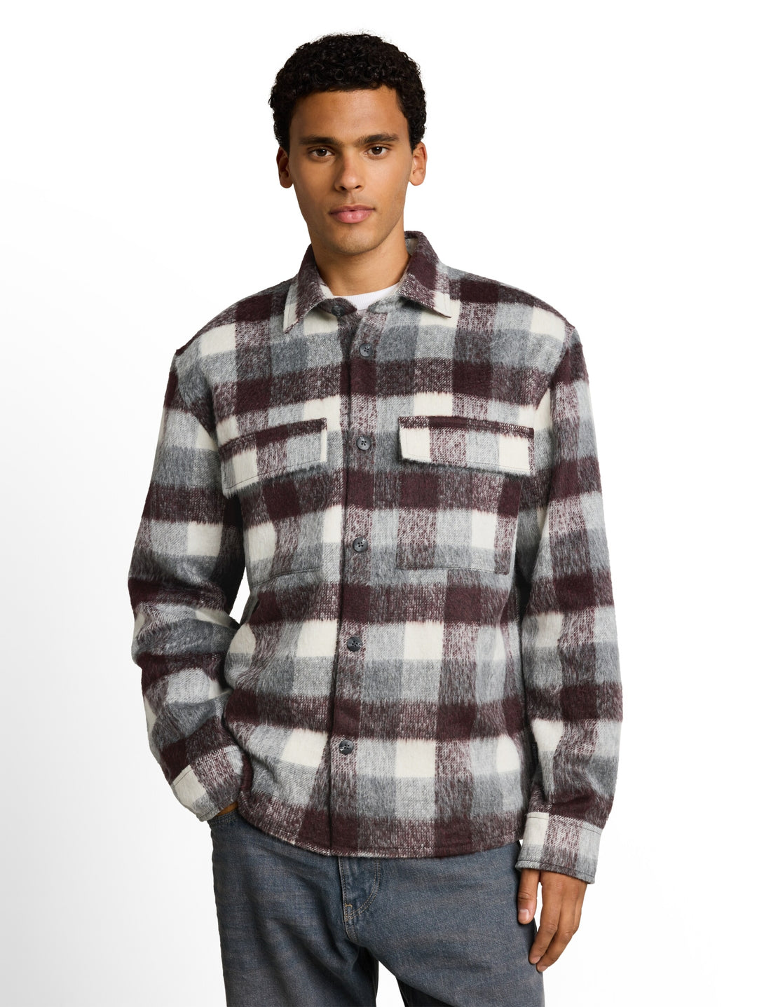 checked woolish overshirt, brown grey check 40651 Bild 5