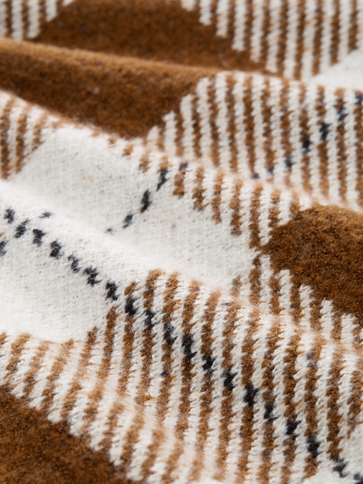 cosy check knitted jacket, brown offwhite big check 39123 Bild 2