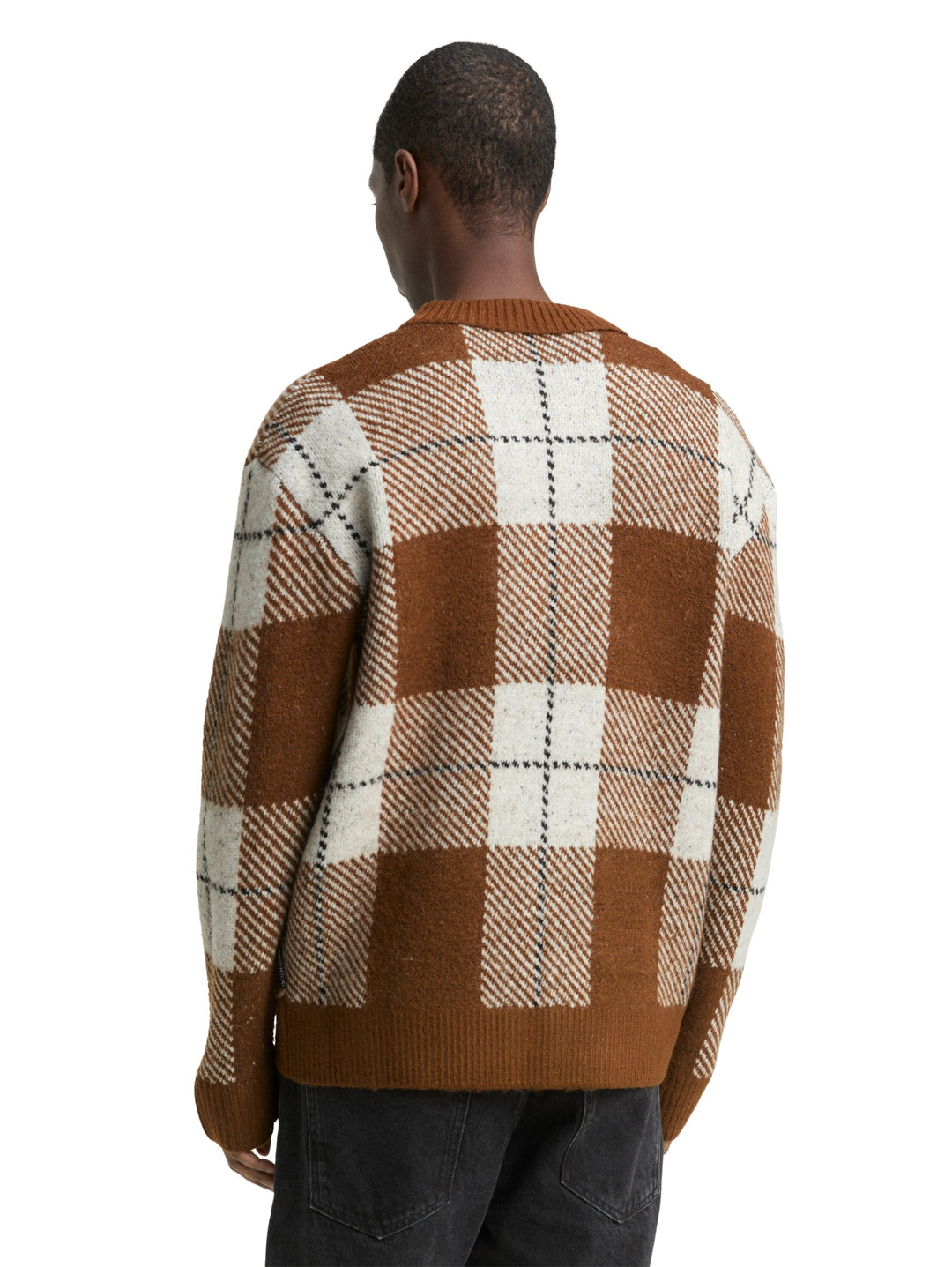 cosy check knitted jacket, brown offwhite big check 39123 Bild 4