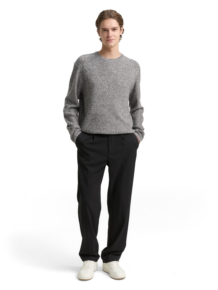 cosy structured two tone crew, grey white mouline 19704 Bild 3
