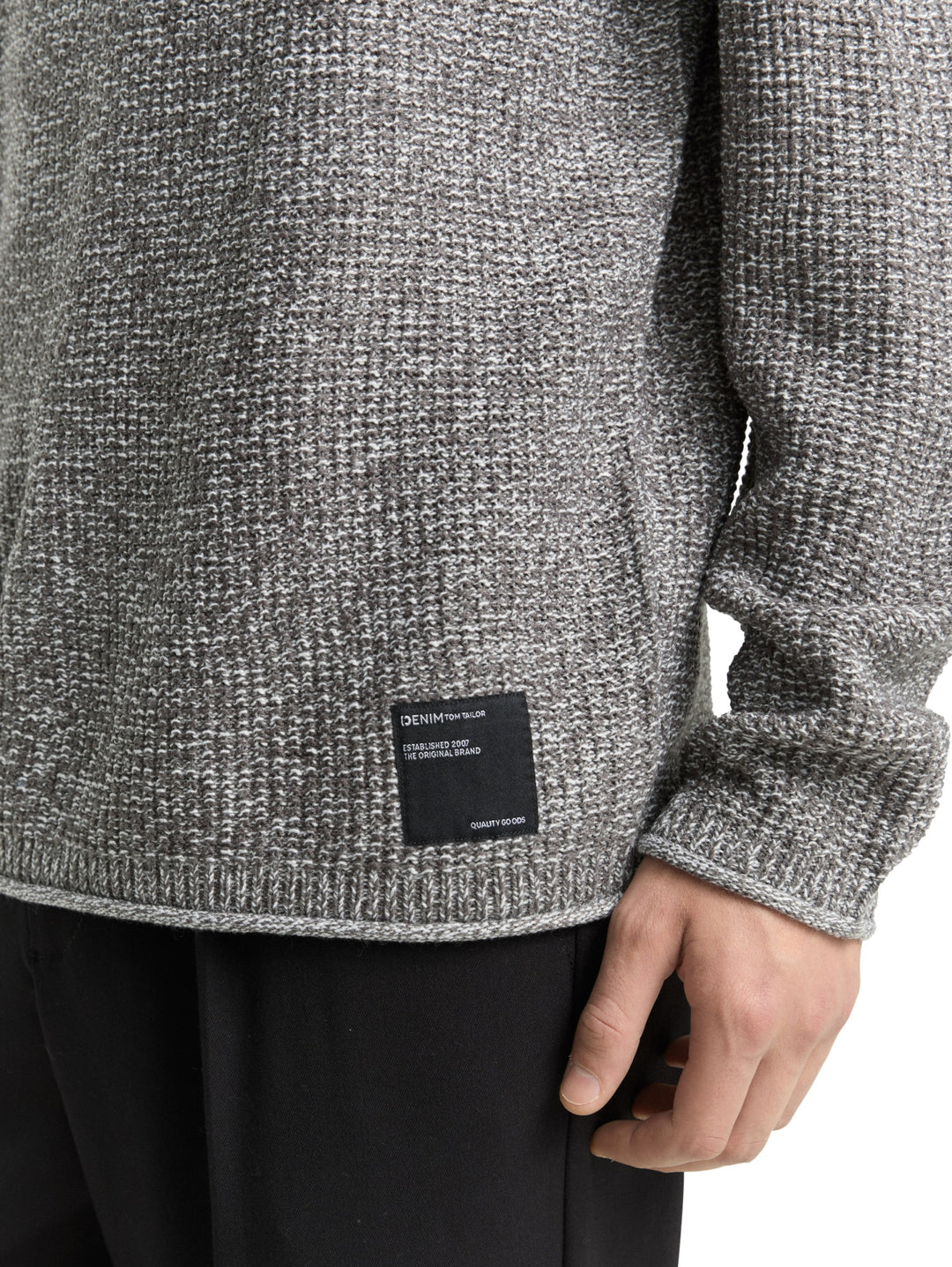 cosy structured two tone crew, grey white mouline 19704 Bild 5