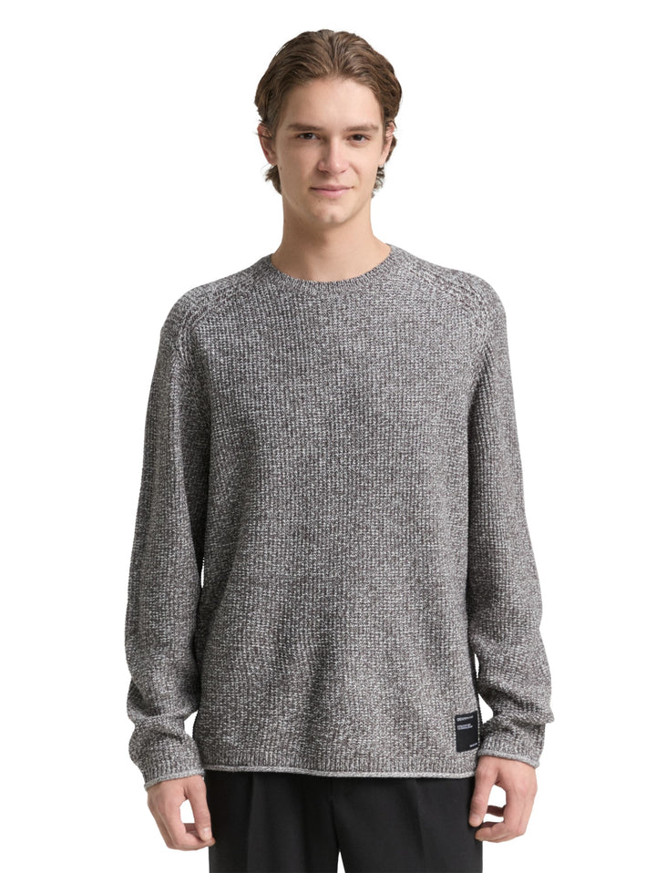 cosy structured two tone crew, grey white mouline 19704 Bild 6