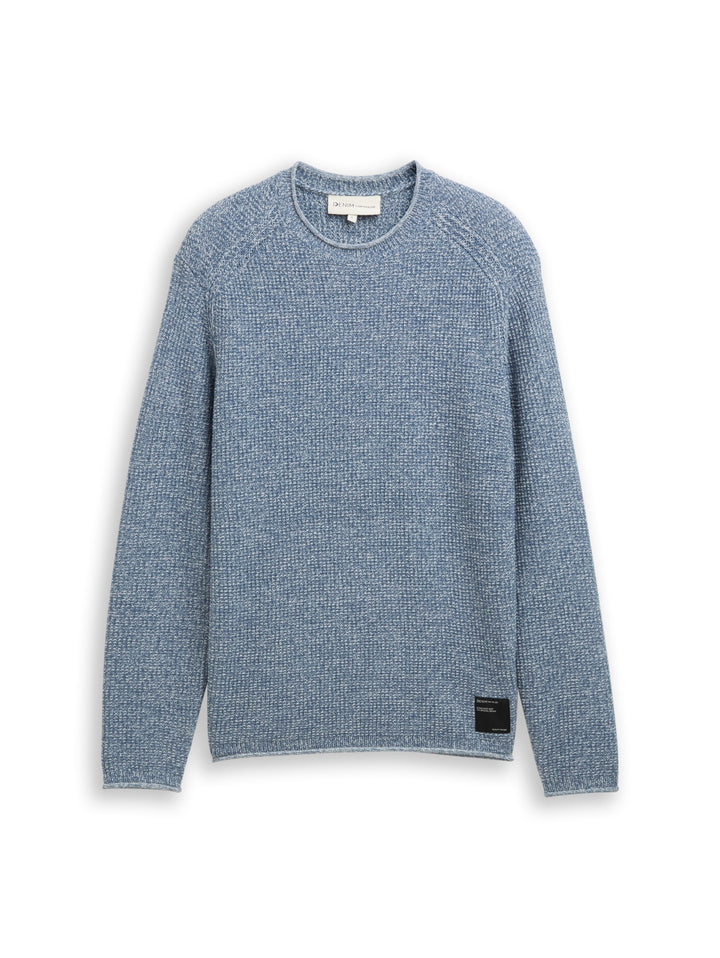 cosy structured two tone crew, denim blue white mouline 39363 Bild 1