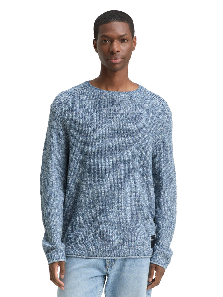 cosy structured two tone crew, denim blue white mouline 39363 Bild 5