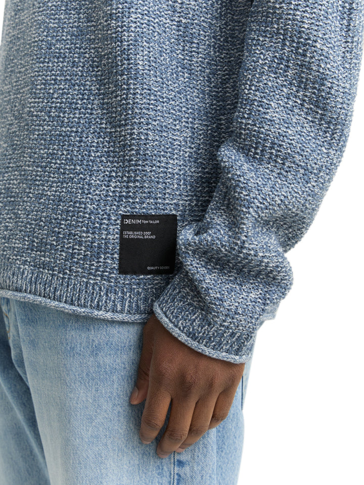 cosy structured two tone crew, denim blue white mouline 39363 Bild 6