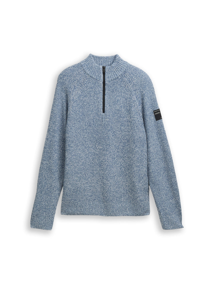 cosy structured two tone knit, denim blue white mouline 39363 Bild 1