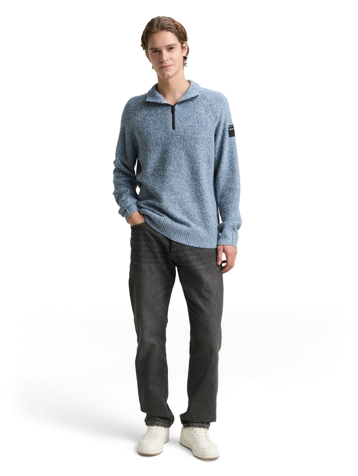 cosy structured two tone knit, denim blue white mouline 39363 Bild 3