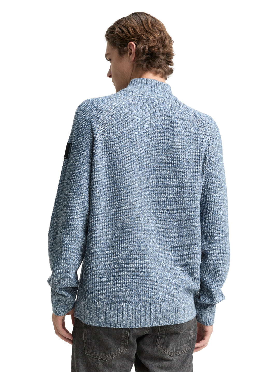 cosy structured two tone knit, denim blue white mouline 39363 Bild 4