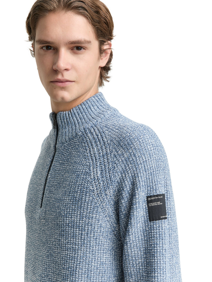 cosy structured two tone knit, denim blue white mouline 39363 Bild 5