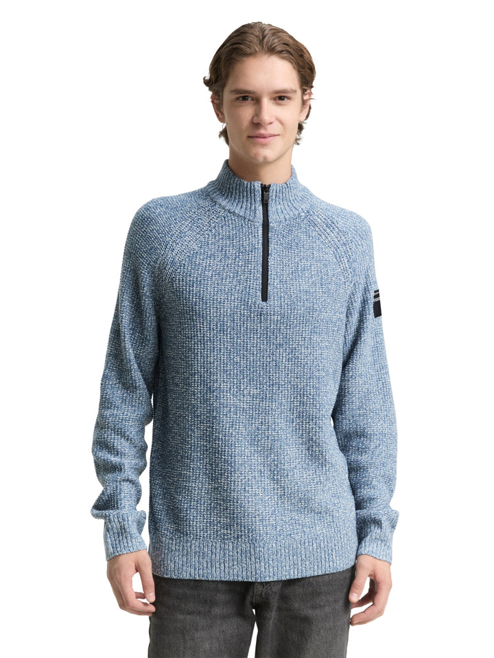 cosy structured two tone knit, denim blue white mouline 39363 Bild 6