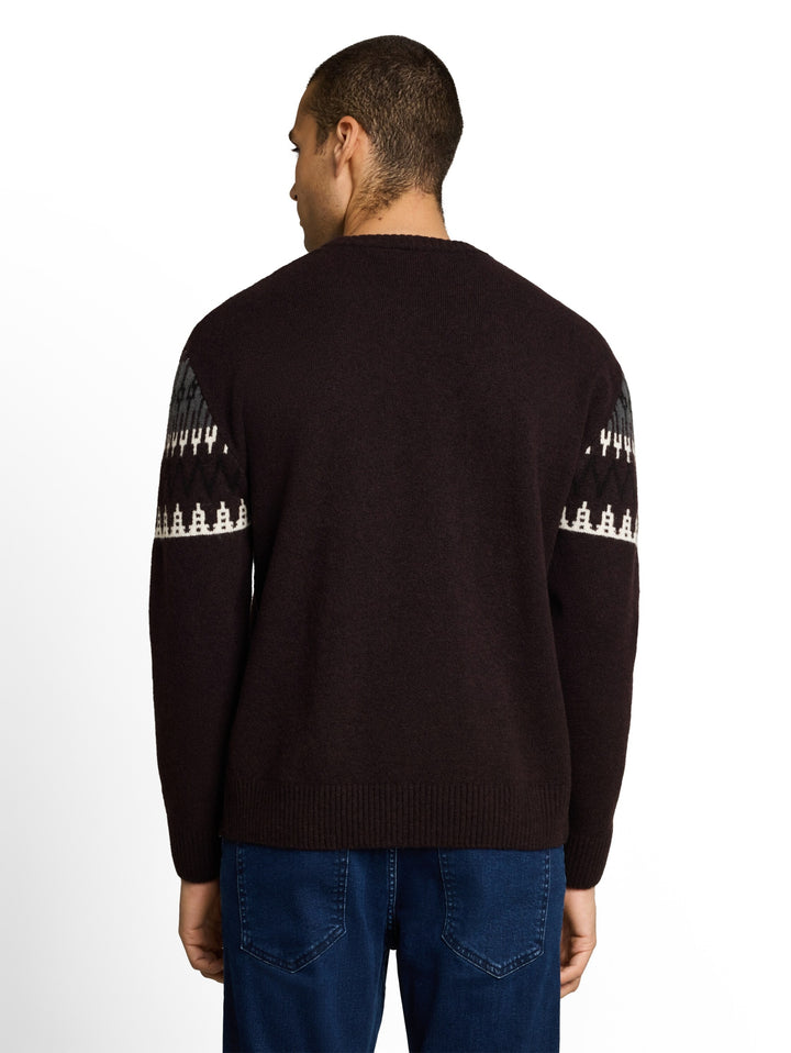 fair isle crew neck knit, dark plum fair isle design 41206 Bild 4