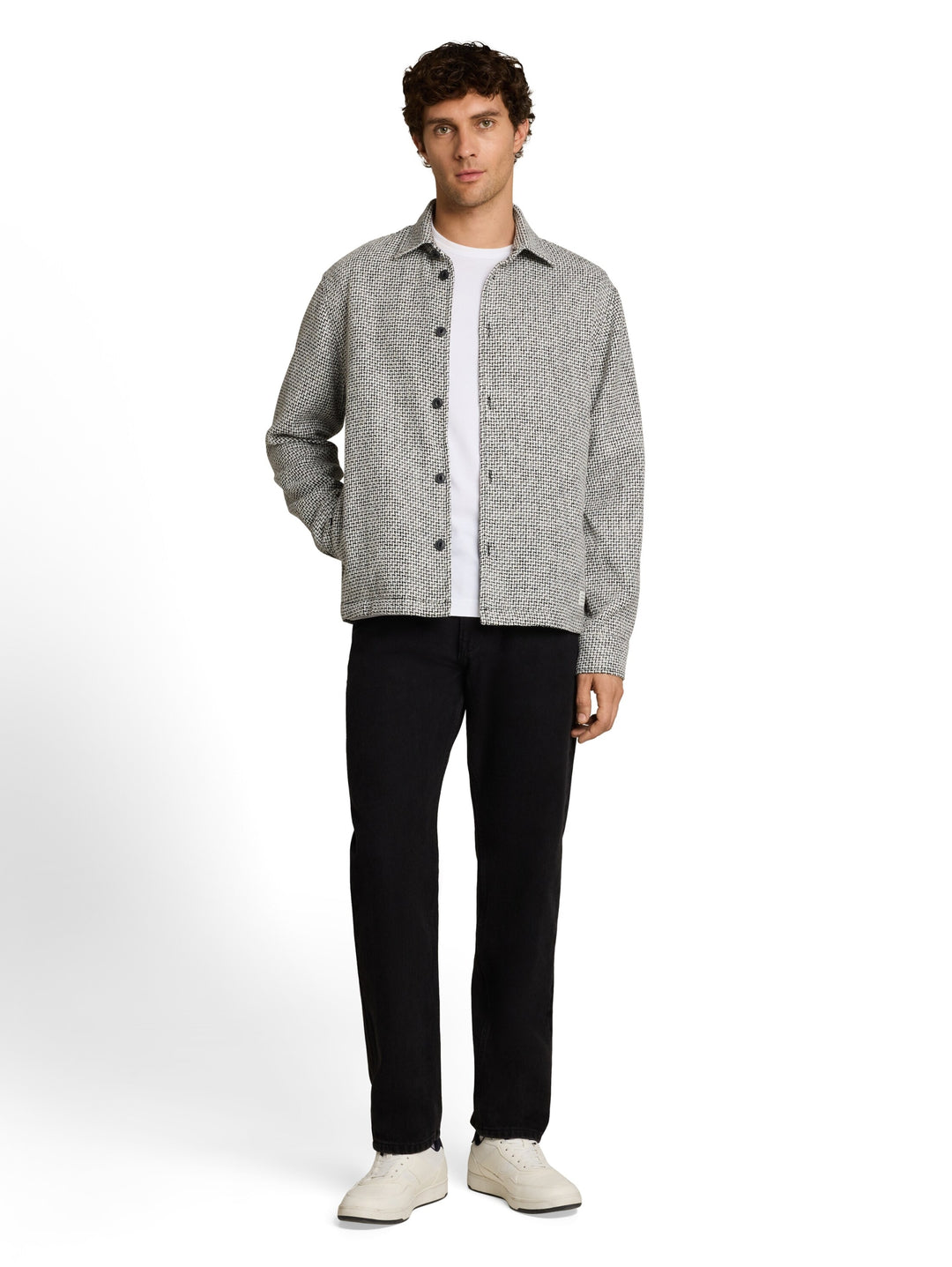 heavy structured overshirt, black white structure 40639 Bild 3