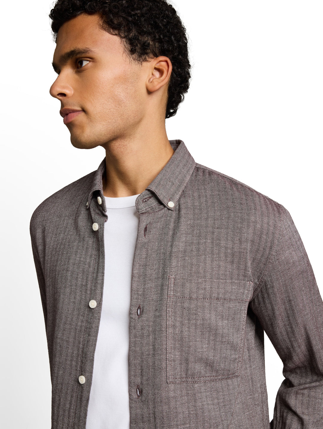 herringbone structured shirt, light purple herringbone 40650 Bild 5