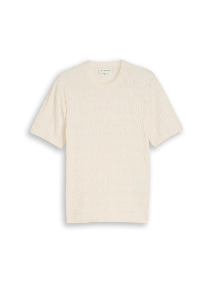 knit t-shirt with rib structur, Gardenia White 10348 Bild 1