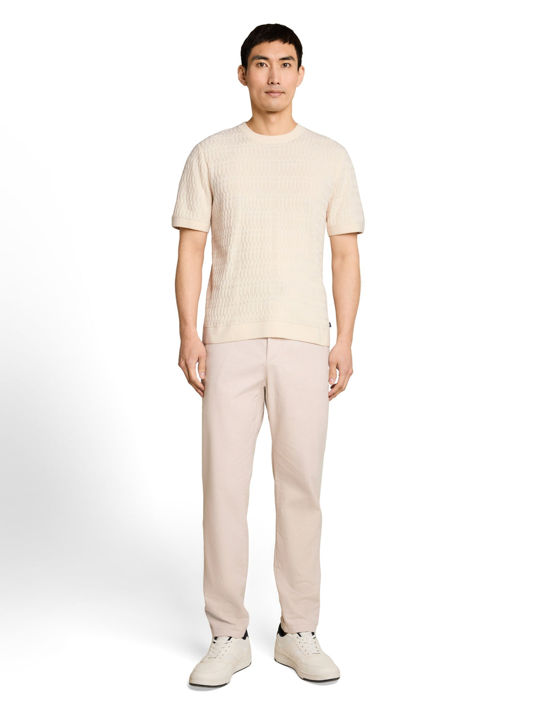 knit t-shirt with rib structur, Gardenia White 10348 Bild 3
