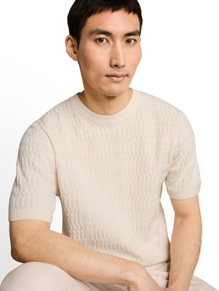 knit t-shirt with rib structur, Gardenia White 10348 Bild 5